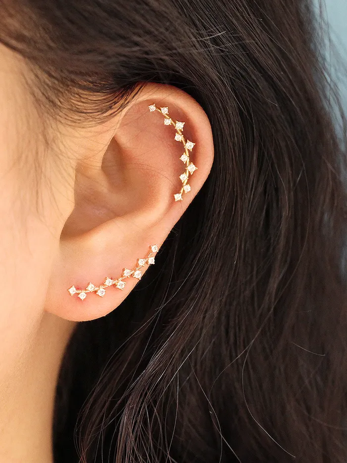 Earrings MinimalBijoux 14K Gold Long Curve Cubic Cartilage Earring 20G18G16G