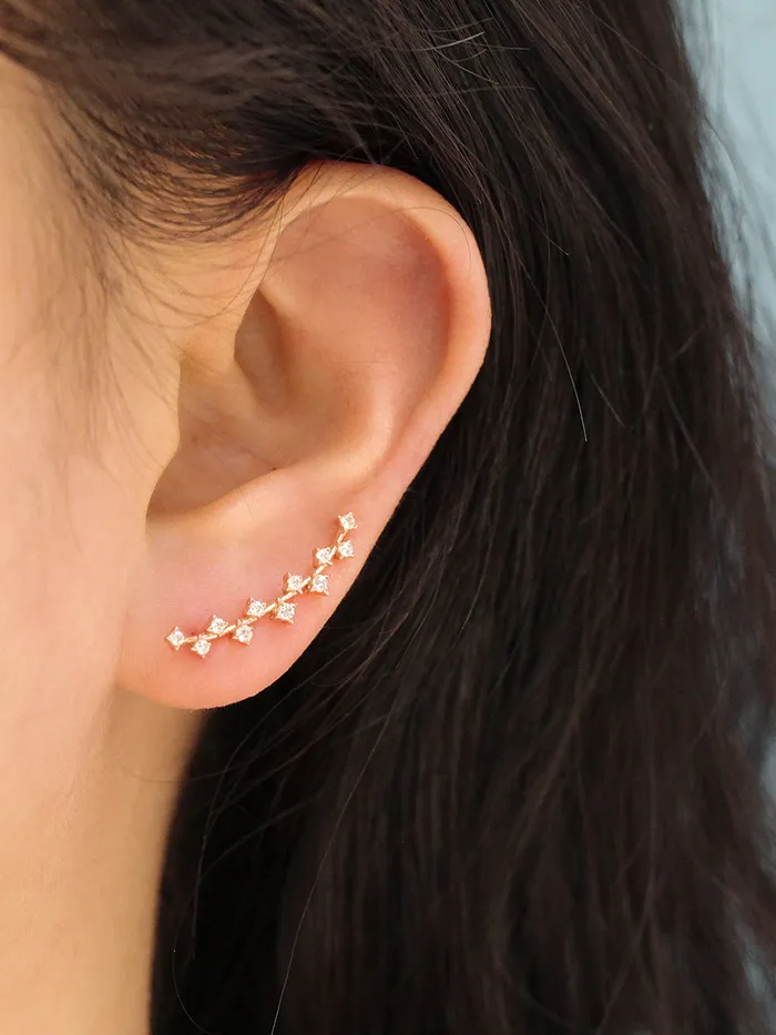 Earrings MinimalBijoux 14K Gold Long Curve Cubic Cartilage Earring 20G18G16G