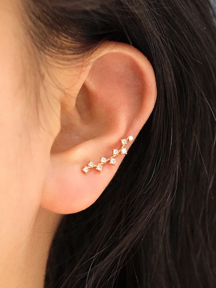 Earrings MinimalBijoux 14K Gold Long Curve Cubic Cartilage Earring 20G18G16G