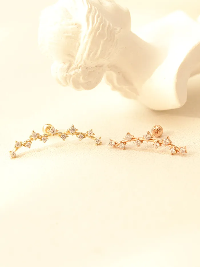 Earrings MinimalBijoux 14K Gold Long Curve Cubic Cartilage Earring 20G18G16G