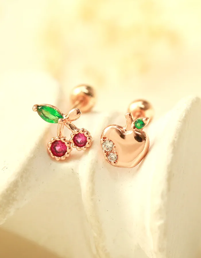 Earrings MinimalBijoux 14K Gold Tropical Fruit Cubic Cartilage Earring 20G