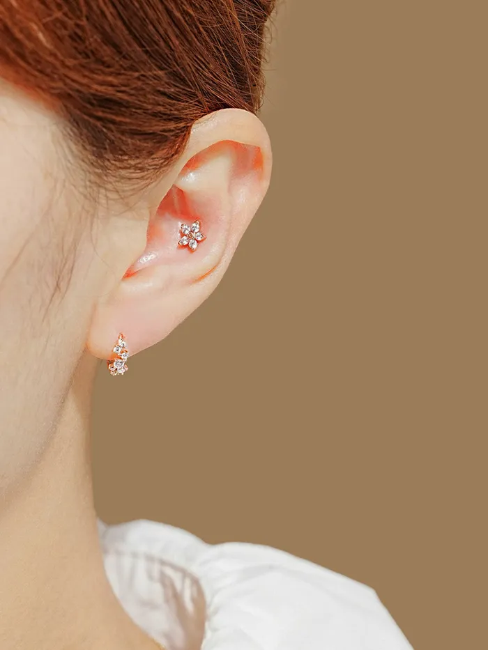 Earrings MinimalBijoux 14K Gold Twinkle CZ Hoop Cartilage Earring