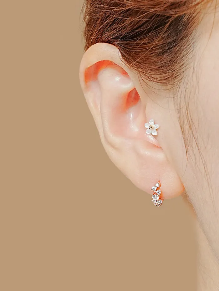 Earrings MinimalBijoux 14K Gold Twinkle CZ Hoop Cartilage Earring