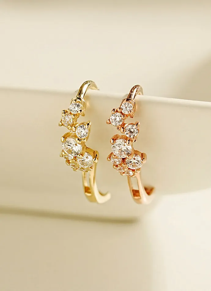 Earrings MinimalBijoux 14K Gold Twinkle CZ Hoop Cartilage Earring
