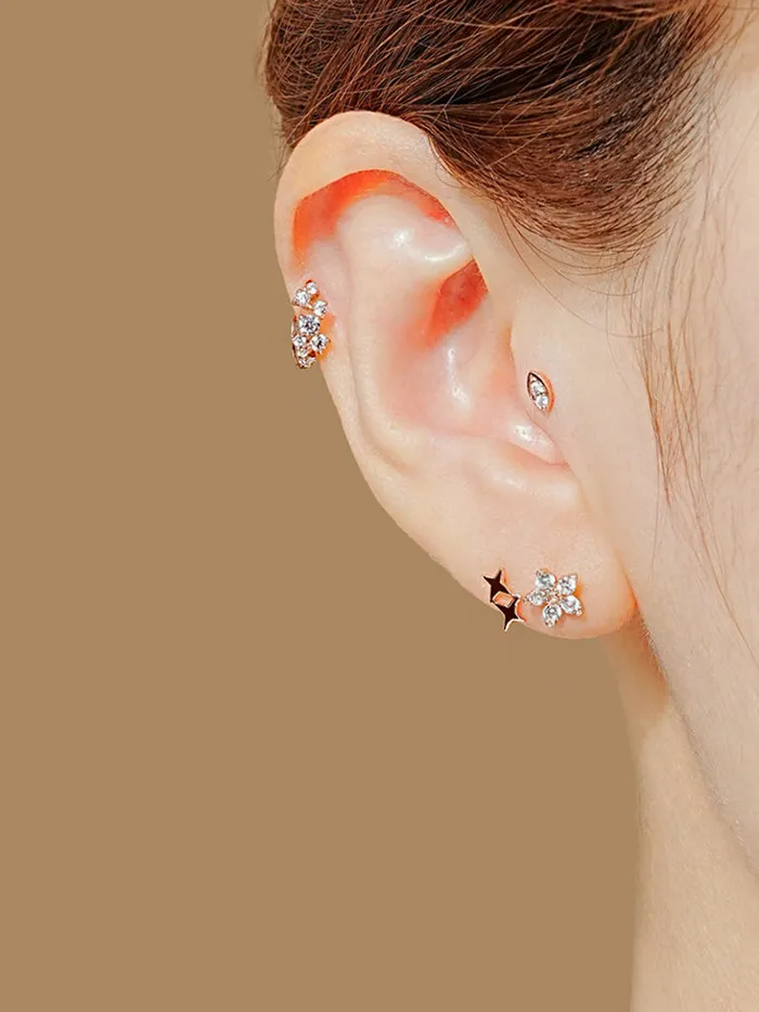 Earrings MinimalBijoux 14K Gold Twinkle CZ Hoop Cartilage Earring
