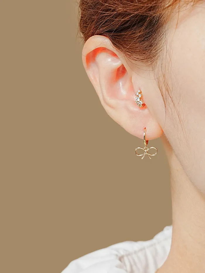 Earrings MinimalBijoux 14K Gold Twinkle CZ Hoop Cartilage Earring