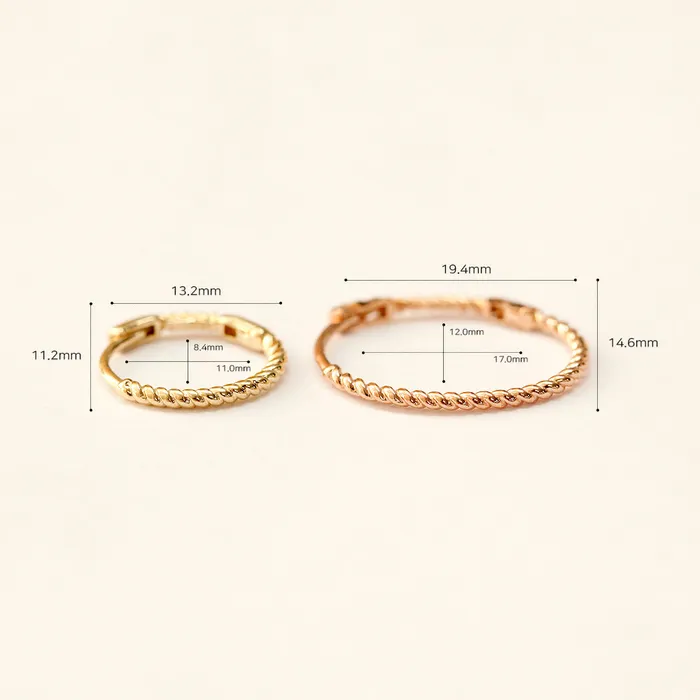 Earrings MinimalBijoux 14K Gold Twist Oval Cartilage Hoop Earring