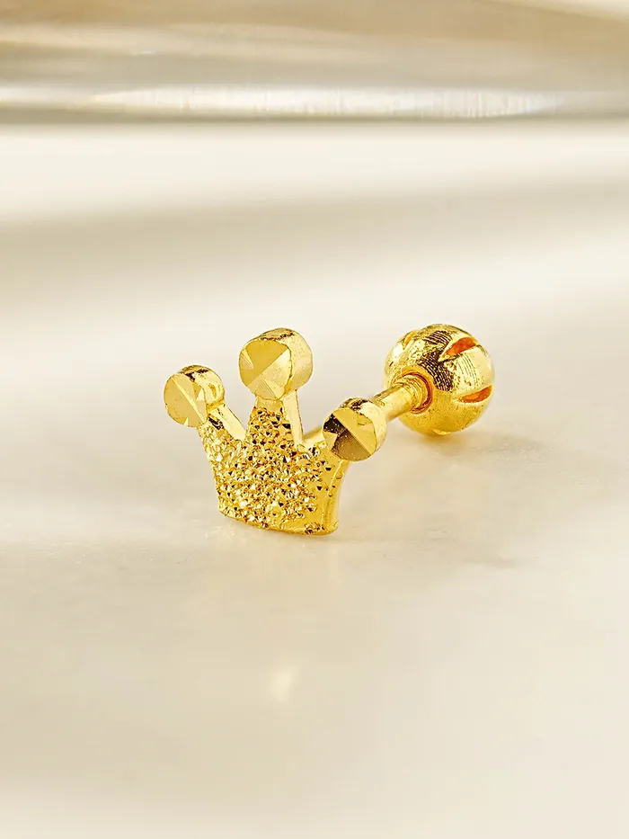 Earrings MinimalBijoux 24K Gold Shine Crown Cartilage Earring 20G