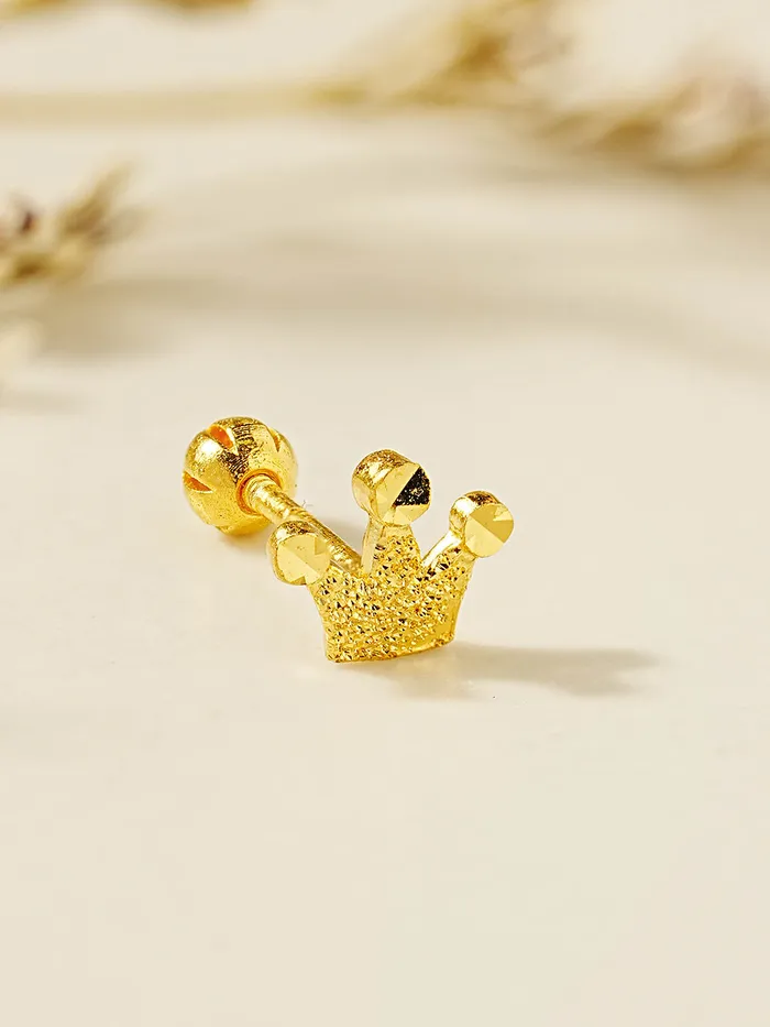 Earrings MinimalBijoux 24K Gold Shine Crown Cartilage Earring 20G