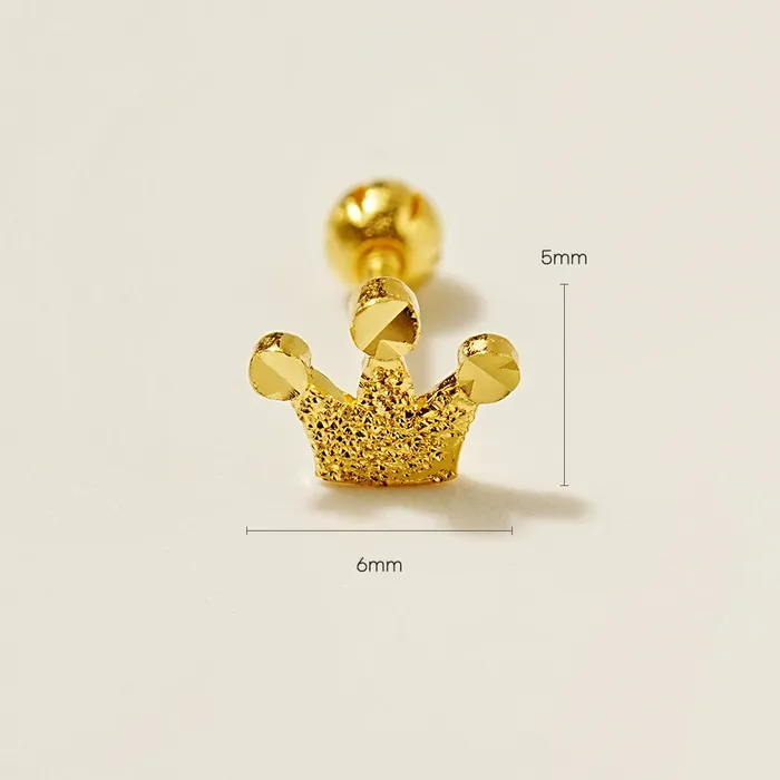 Earrings MinimalBijoux 24K Gold Shine Crown Cartilage Earring 20G