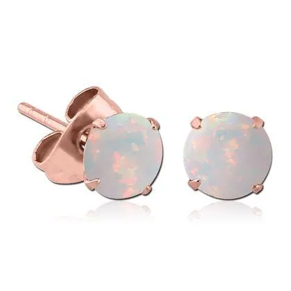 Earrings Opal Prong Rose Gold Stud Earrings Tulsa Body Jewelry