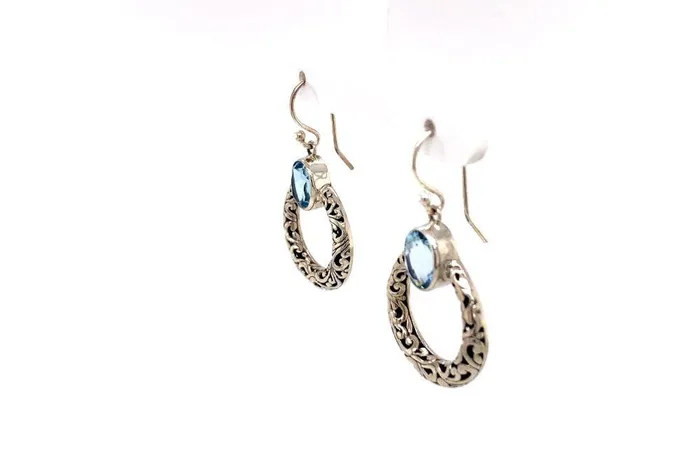Earrings Samuel B Sacred Circle Earrings Blue Topaz