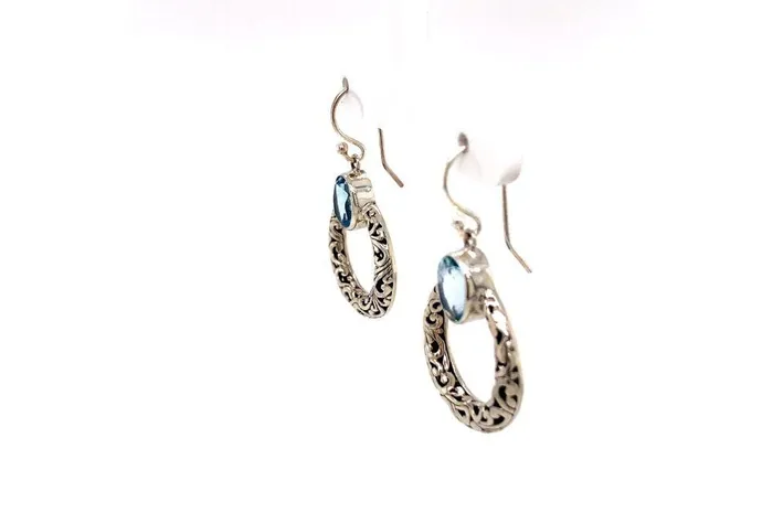 Earrings Samuel B Sacred Circle Earrings Blue Topaz