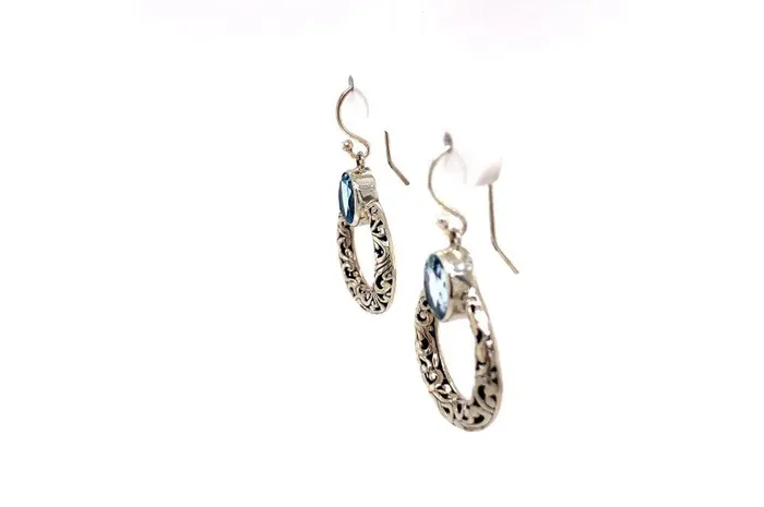Earrings Samuel B Sacred Circle Earrings Blue Topaz