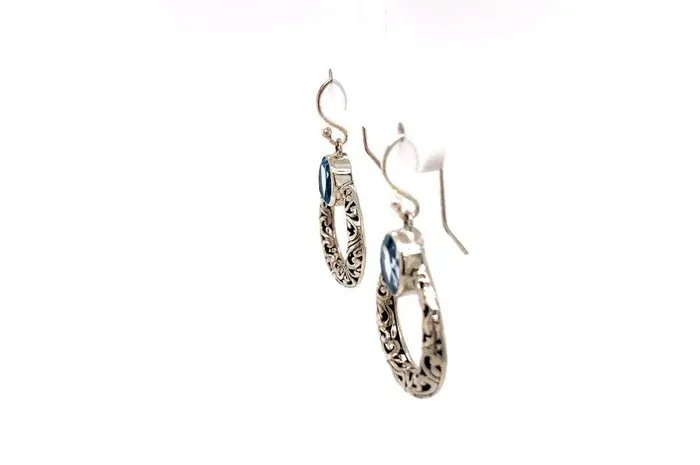 Earrings Samuel B Sacred Circle Earrings Blue Topaz
