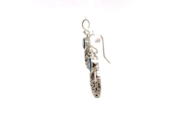 Earrings Samuel B Sacred Circle Earrings Blue Topaz