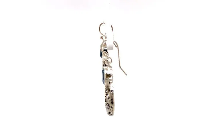 Earrings Samuel B Sacred Circle Earrings Blue Topaz