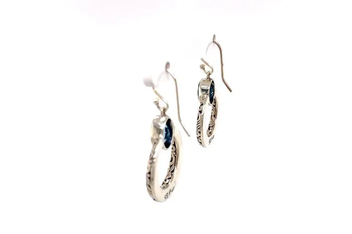 Earrings Samuel B Sacred Circle Earrings Blue Topaz