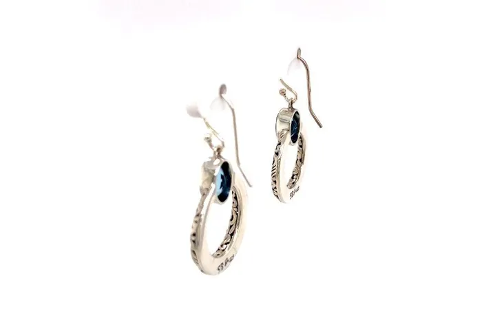 Earrings Samuel B Sacred Circle Earrings Blue Topaz