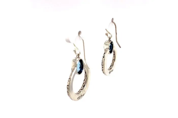 Earrings Samuel B Sacred Circle Earrings Blue Topaz