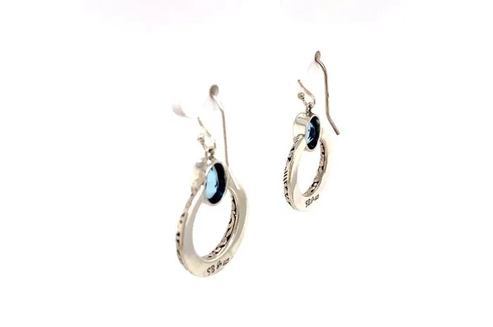 Earrings Samuel B Sacred Circle Earrings Blue Topaz