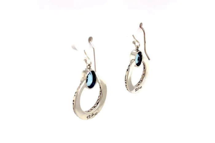 Earrings Samuel B Sacred Circle Earrings Blue Topaz