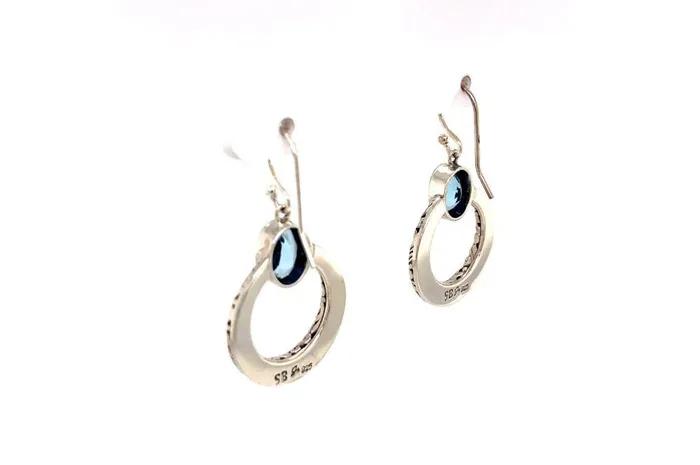 Earrings Samuel B Sacred Circle Earrings Blue Topaz