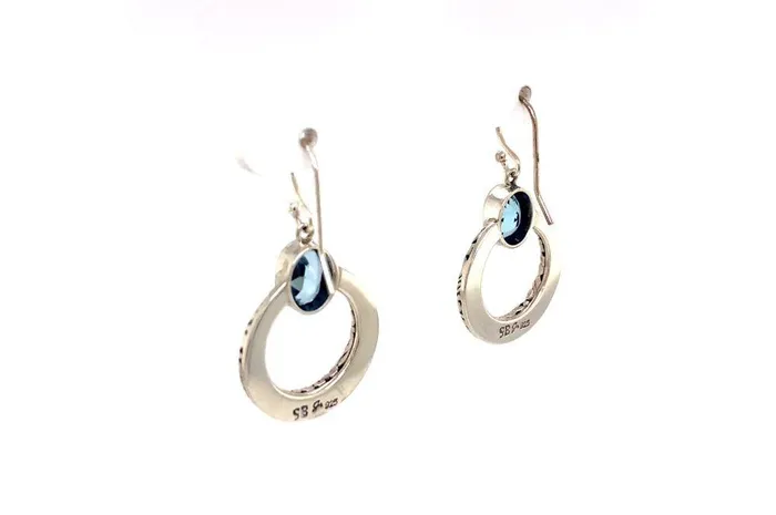 Earrings Samuel B Sacred Circle Earrings Blue Topaz