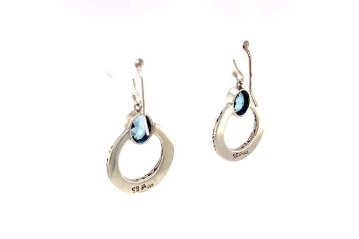 Earrings Samuel B Sacred Circle Earrings Blue Topaz