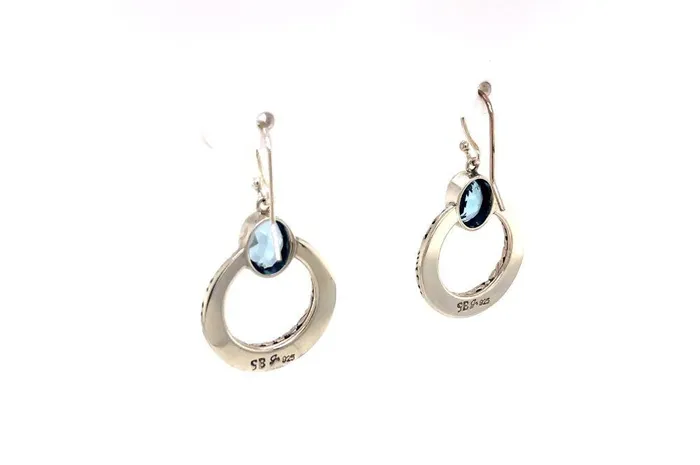 Earrings Samuel B Sacred Circle Earrings Blue Topaz