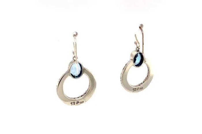 Earrings Samuel B Sacred Circle Earrings Blue Topaz