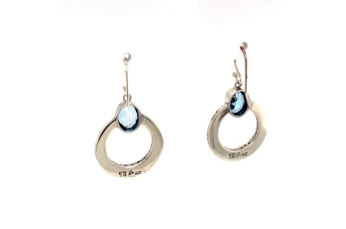 Earrings Samuel B Sacred Circle Earrings Blue Topaz