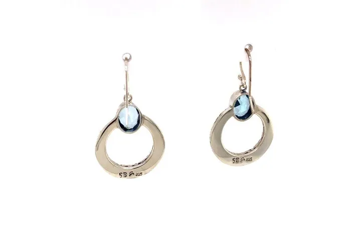 Earrings Samuel B Sacred Circle Earrings Blue Topaz