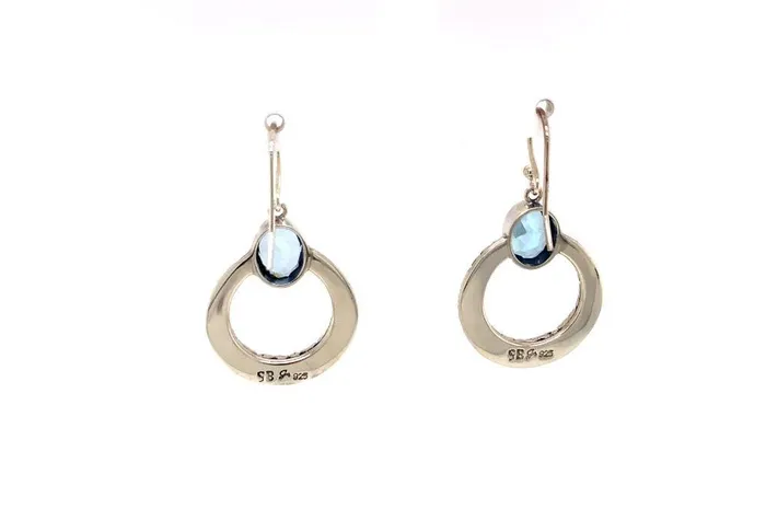 Earrings Samuel B Sacred Circle Earrings Blue Topaz