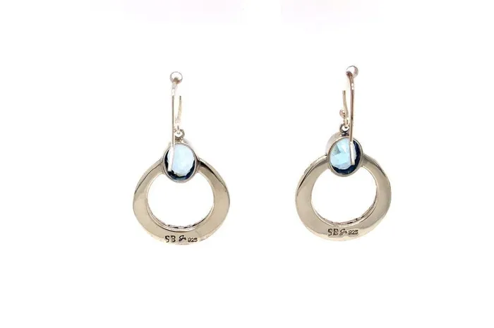 Earrings Samuel B Sacred Circle Earrings Blue Topaz