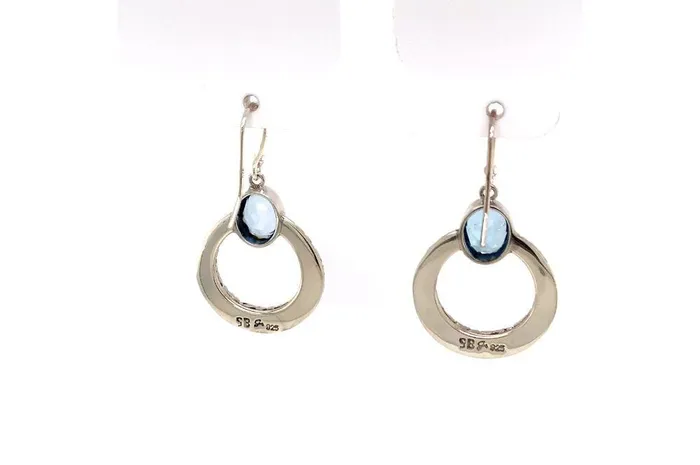 Earrings Samuel B Sacred Circle Earrings Blue Topaz
