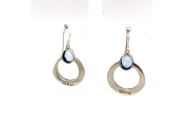 Earrings Samuel B Sacred Circle Earrings Blue Topaz