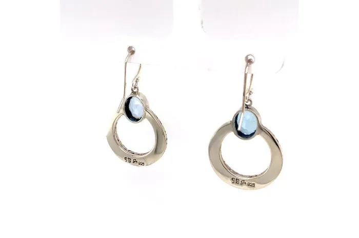 Earrings Samuel B Sacred Circle Earrings Blue Topaz