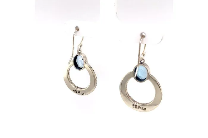 Earrings Samuel B Sacred Circle Earrings Blue Topaz