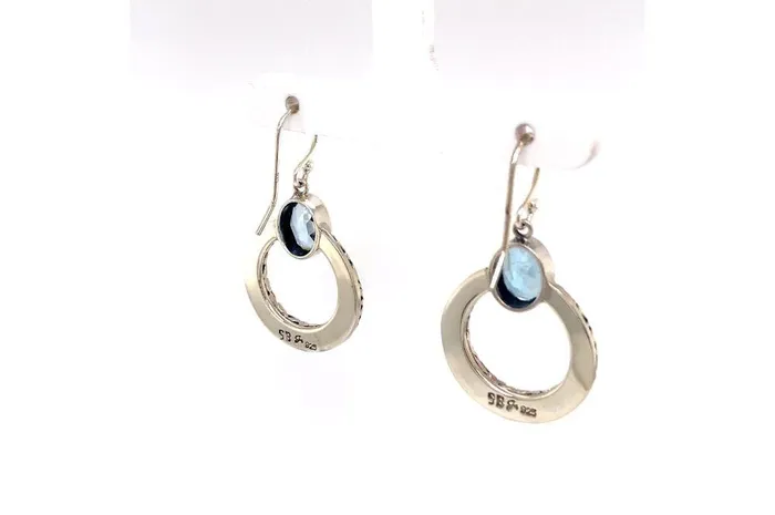 Earrings Samuel B Sacred Circle Earrings Blue Topaz