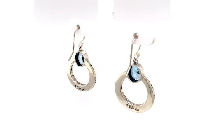 Earrings Samuel B Sacred Circle Earrings Blue Topaz