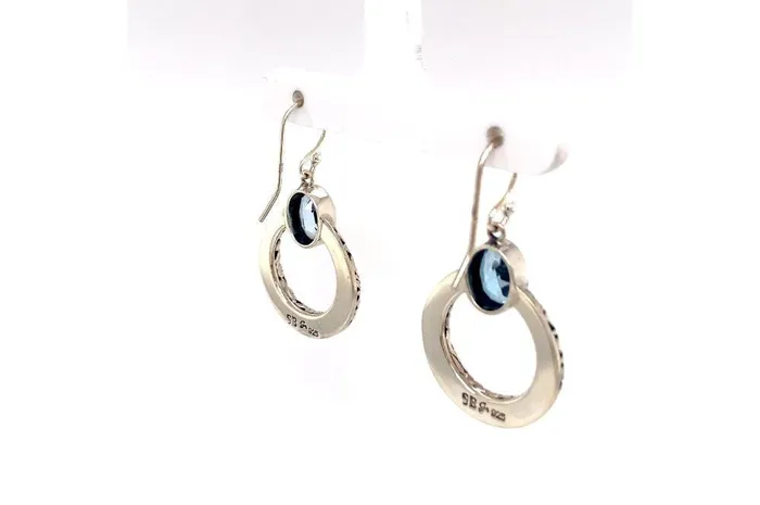 Earrings Samuel B Sacred Circle Earrings Blue Topaz