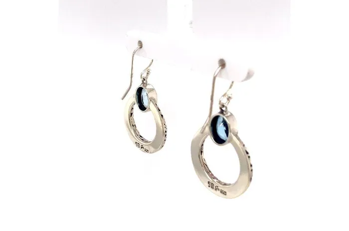 Earrings Samuel B Sacred Circle Earrings Blue Topaz