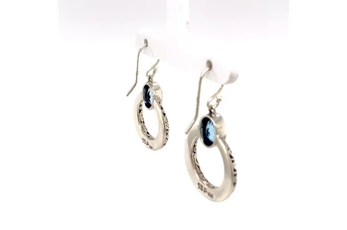 Earrings Samuel B Sacred Circle Earrings Blue Topaz