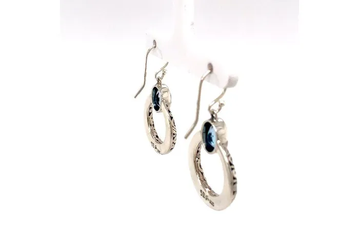 Earrings Samuel B Sacred Circle Earrings Blue Topaz