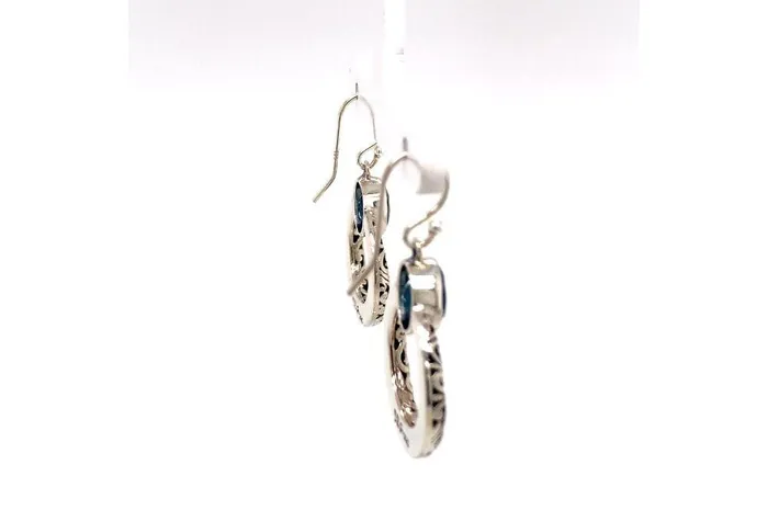 Earrings Samuel B Sacred Circle Earrings Blue Topaz