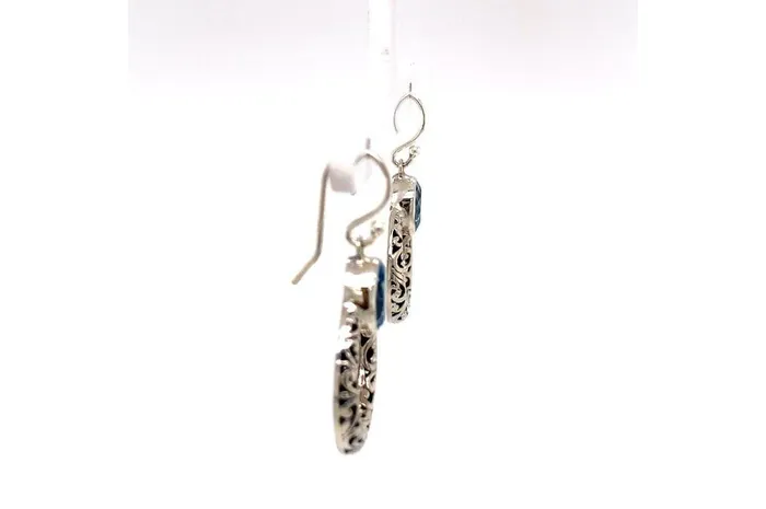 Earrings Samuel B Sacred Circle Earrings Blue Topaz