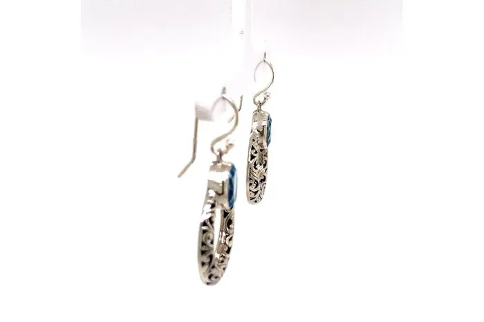 Earrings Samuel B Sacred Circle Earrings Blue Topaz
