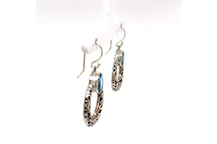Earrings Samuel B Sacred Circle Earrings Blue Topaz