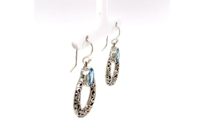 Earrings Samuel B Sacred Circle Earrings Blue Topaz